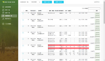 農産物検査帳票システム 検査結果画面イメージ